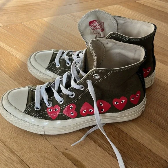 Comme des Garcons Play x Converse | Olive Green | Size 8 - Picture 4 of 6